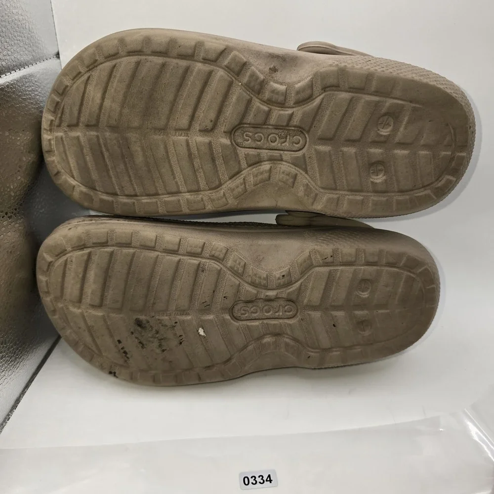 Crocs Kids Girls Classic Lined Clogs Brown Fuzzy Winter Slip On Shoes